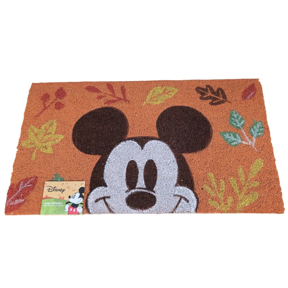 Disney Mickey Mouse Fall Leaves Coir Doormat Orange 18 x 30